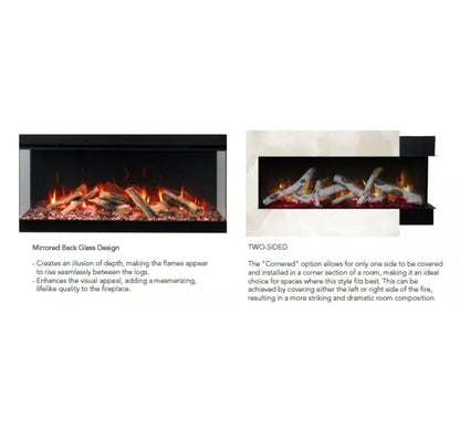 Amantii Fire & Ice LumaForest 75 Inch Built-In Electric 3-Sided Indoor Fireplace