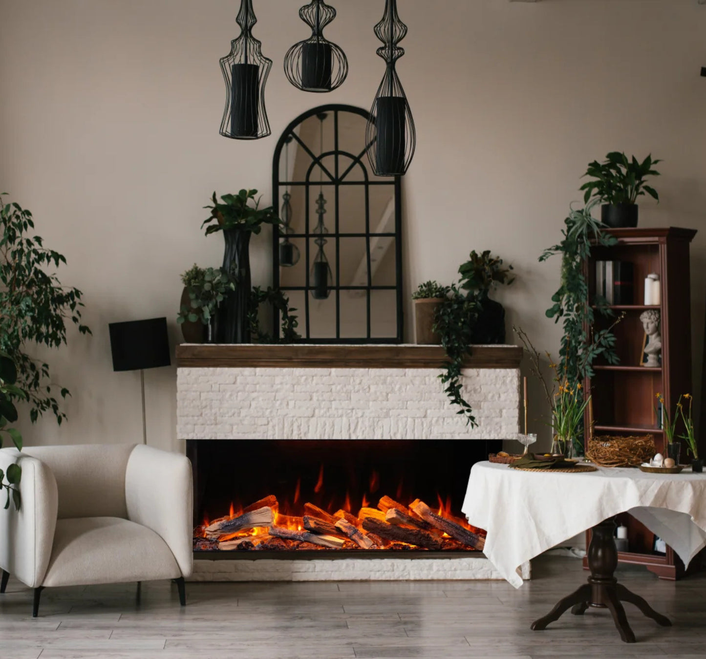 Amantii Fire & Ice LumaForest 75 Inch Built-In Electric 3-Sided Indoor Fireplace
