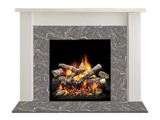 Majestic Laurel B Primed MDF Transitional Syle Wood Fireplace Mantel and Maple Top