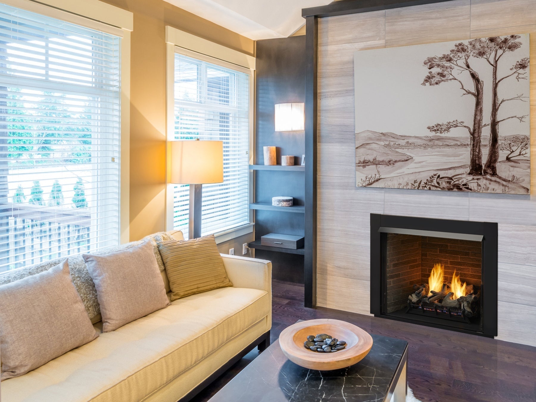 Monessen Lo-Rider 36" Circulating Clean Face Gas Firebox Multi-tonal Gray Traditional panels