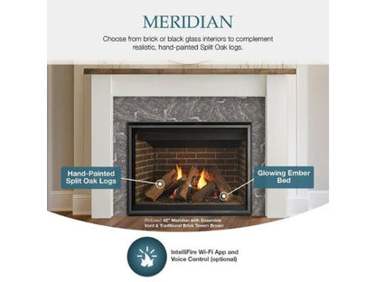 Majestic Meridian 42" Traditional Top/Rear Direct Vent Liquid Propane Gas Fireplace with IntelliFire Touch ignition System