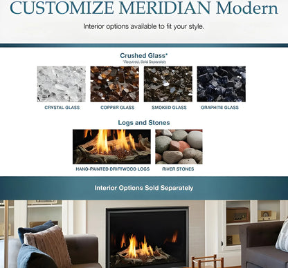 Majestic Meridian Modern 42" Traditional/Contemporary Top Direct Vent Natural Gas Fireplace with IntelliFire Touch ignition System