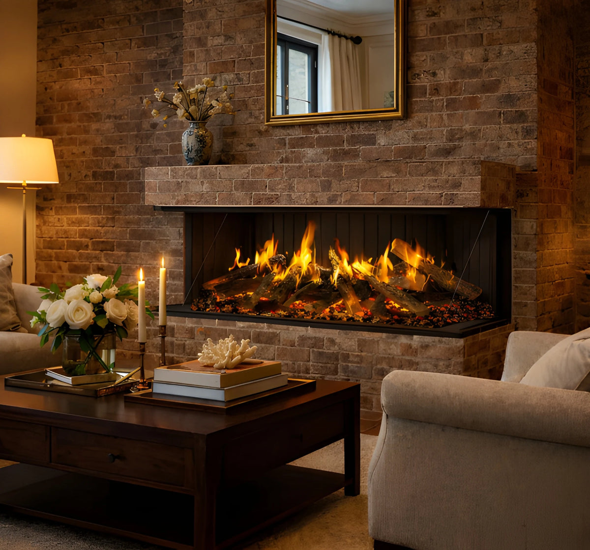 Amantii Signature MULTIVIEW-HOLO 40/55/75 Inch Built-In Electric 3-Sided Holographic Fireplace