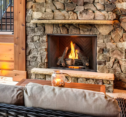 Majestic Courtyard 42" Traditional Outdoor Vent Free Natural Gas Fireplace with Traditional Stacked Concrete Refractory and IntelliFire Ignition System