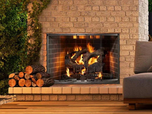 Majestic Cottagewood 42" Traditional Outdoor Wood Burning Fireplace with Gray Traditional Refractory