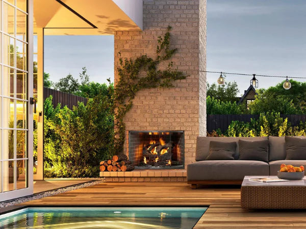 Majestic Cottagewood 36" Traditional Outdoor Wood Burning Fireplace with Gray Herringbone Refractory