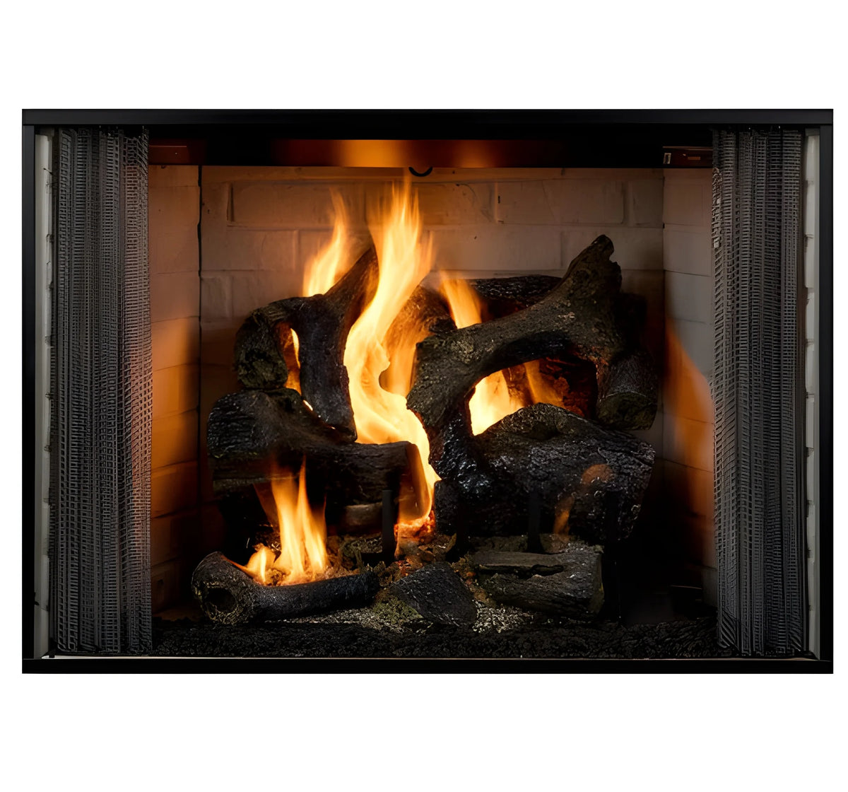 Majestic Cottagewood 36" Traditional Outdoor Wood Burning Fireplace with Gray Herringbone Refractory