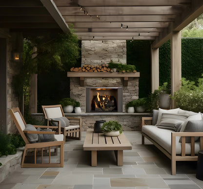 Majestic Cottagewood 36" Traditional Outdoor Wood Burning Fireplace with Gray Herringbone Refractory