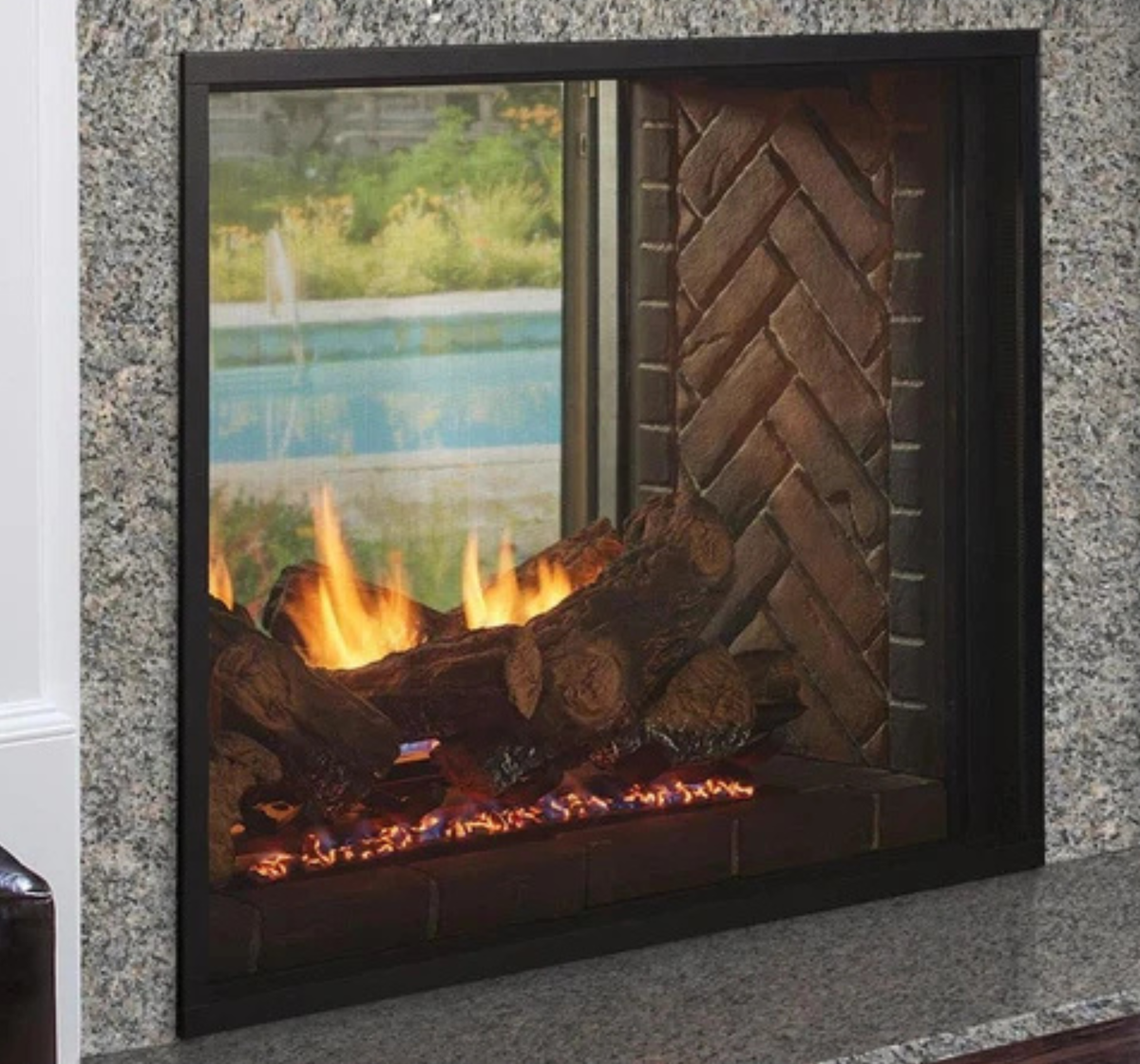 Majestic Fortress 36" Traditional Indoor/Outdoor See-Through Direct Vent Natural Gas Fireplace with IntelliFire Touch Ignition System