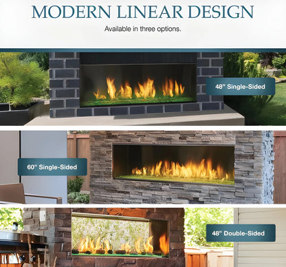 Majestic Lanai 60" Linear Contemporary Outdoor Vent Free Natural Gas Fireplace with Single-Sided IntelliFire Ignition System