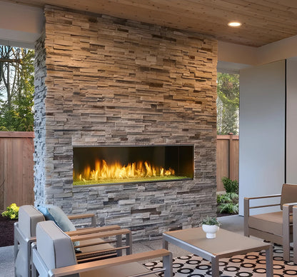 Majestic Lanai 60" Linear Contemporary Outdoor Vent Free Natural Gas Fireplace with Single-Sided IntelliFire Ignition System