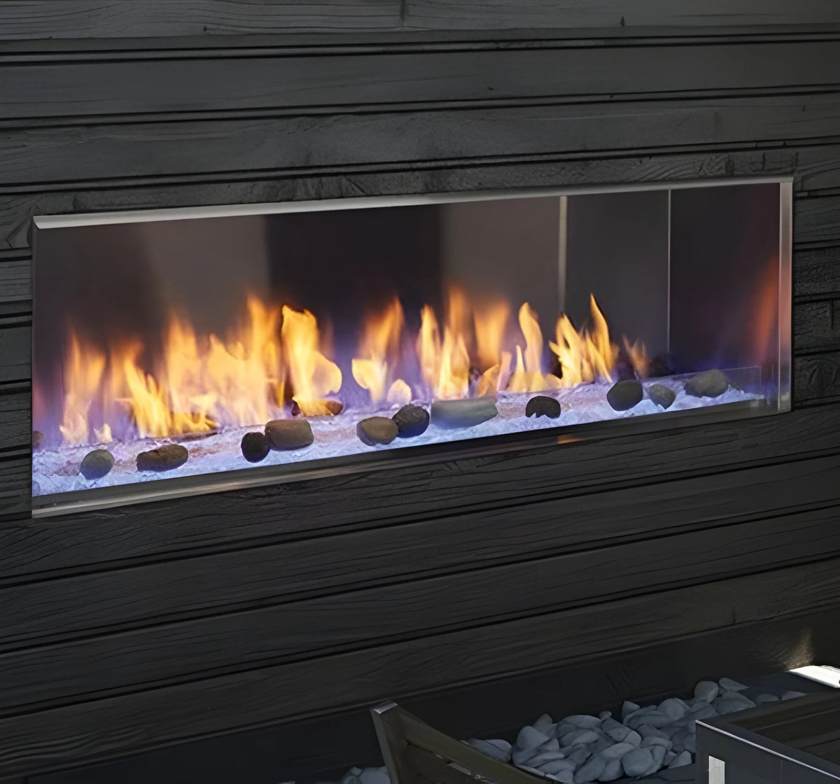 Majestic Lanai 60" Linear Contemporary Outdoor Vent Free Natural Gas Fireplace with Single-Sided IntelliFire Ignition System