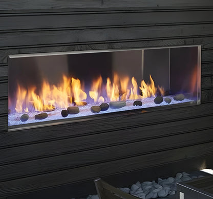 Majestic Lanai 60" Linear Contemporary Outdoor Vent Free Natural Gas Fireplace with Single-Sided IntelliFire Ignition System