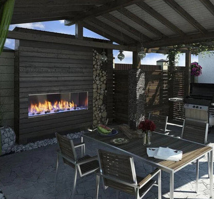 Majestic Lanai 60" Linear Contemporary Outdoor Vent Free Natural Gas Fireplace with Single-Sided IntelliFire Ignition System