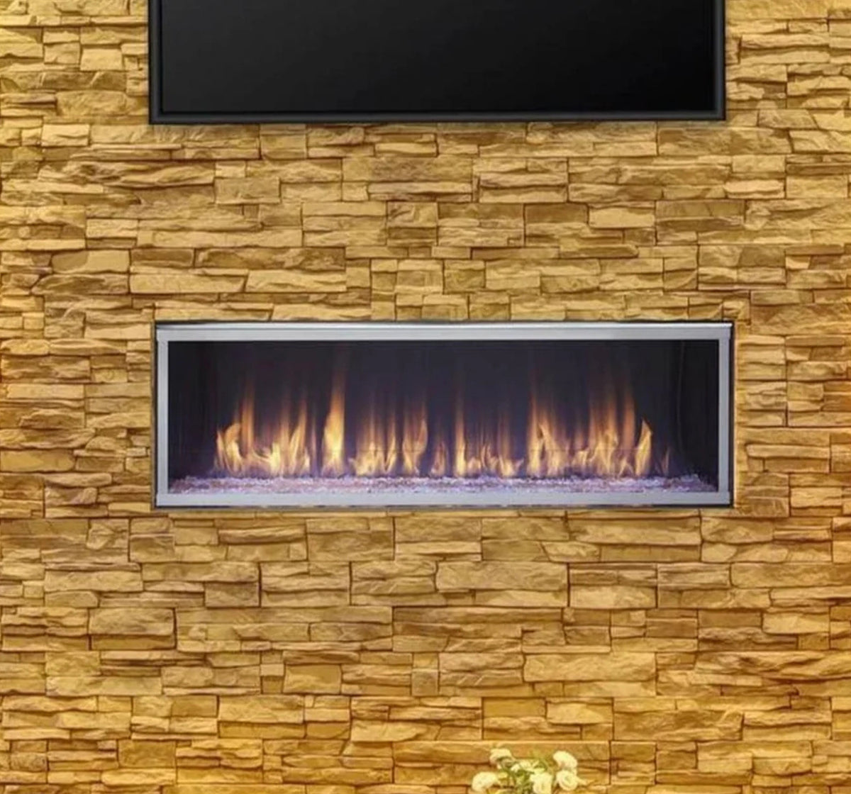 Majestic Lanai 60" Linear Contemporary Outdoor Vent Free Natural Gas Fireplace with Single-Sided IntelliFire Ignition System