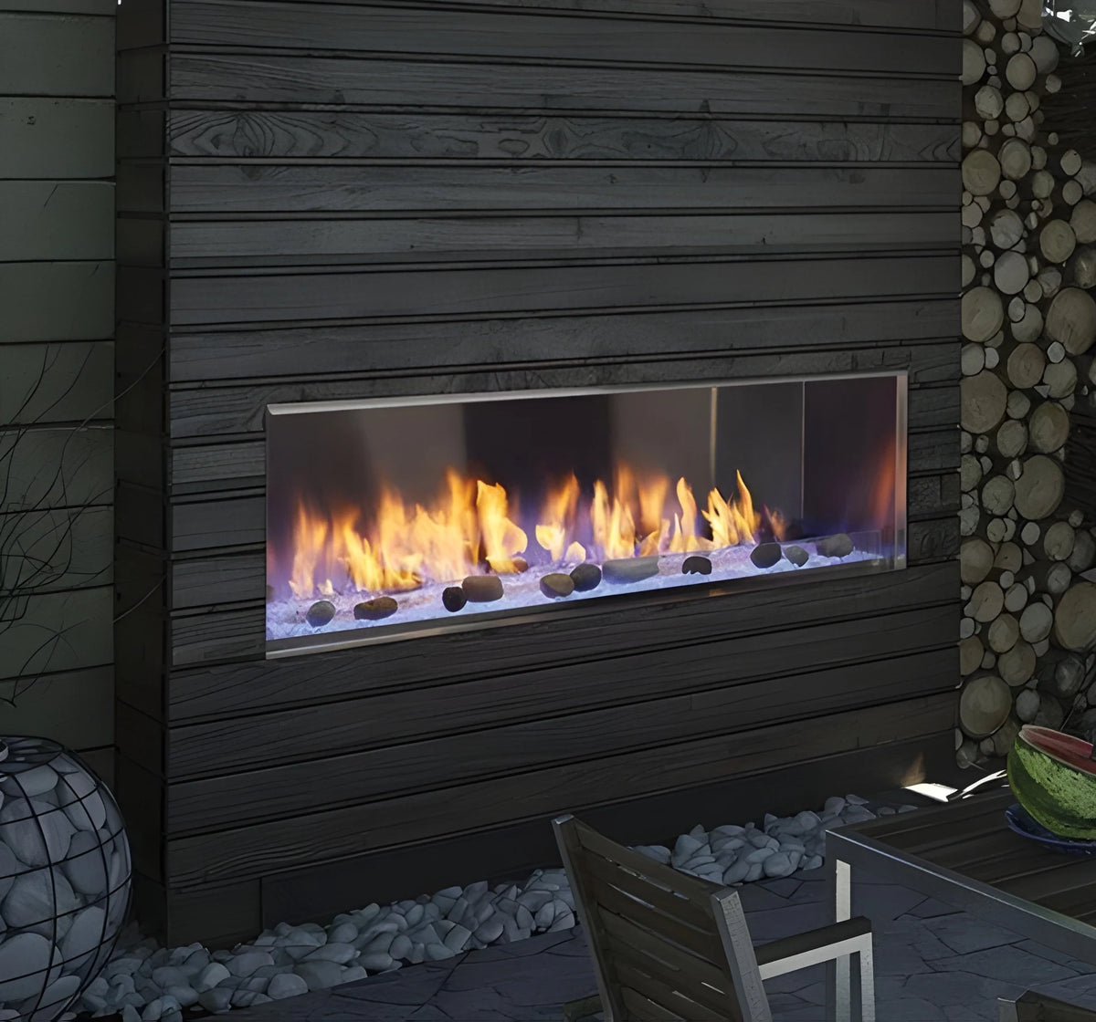Majestic Lanai See-Through 48" Linear Contemporary Outdoor Vent Free Natural Gas Fireplace with IntelliFire Ignition System