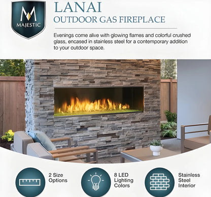 Majestic Lanai See-Through 48" Linear Contemporary Outdoor Vent Free Natural Gas Fireplace with IntelliFire Ignition System