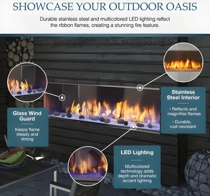 Majestic Lanai See-Through 48" Linear Contemporary Outdoor Vent Free Natural Gas Fireplace with IntelliFire Ignition System