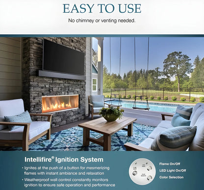 Majestic Lanai See-Through 48" Linear Contemporary Outdoor Vent Free Natural Gas Fireplace with IntelliFire Ignition System
