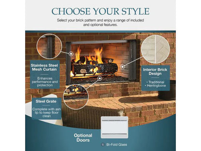 Majestic Villawood 42" Traditional Outdoor Wood Burning Fireplace with Herringbone Refractory