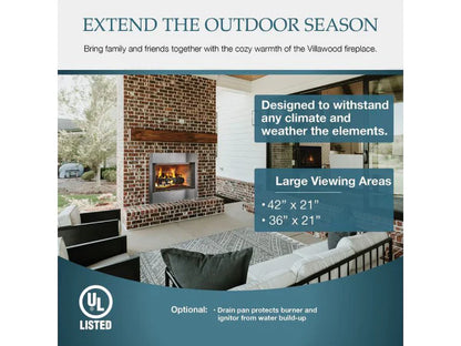 Majestic Villawood 36" Traditional Outdoor Wood Burning Fireplace with Herringbone Refractory