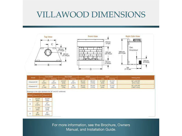 Majestic Villawood 42" Traditional Outdoor Wood Burning Fireplace with Herringbone Refractory