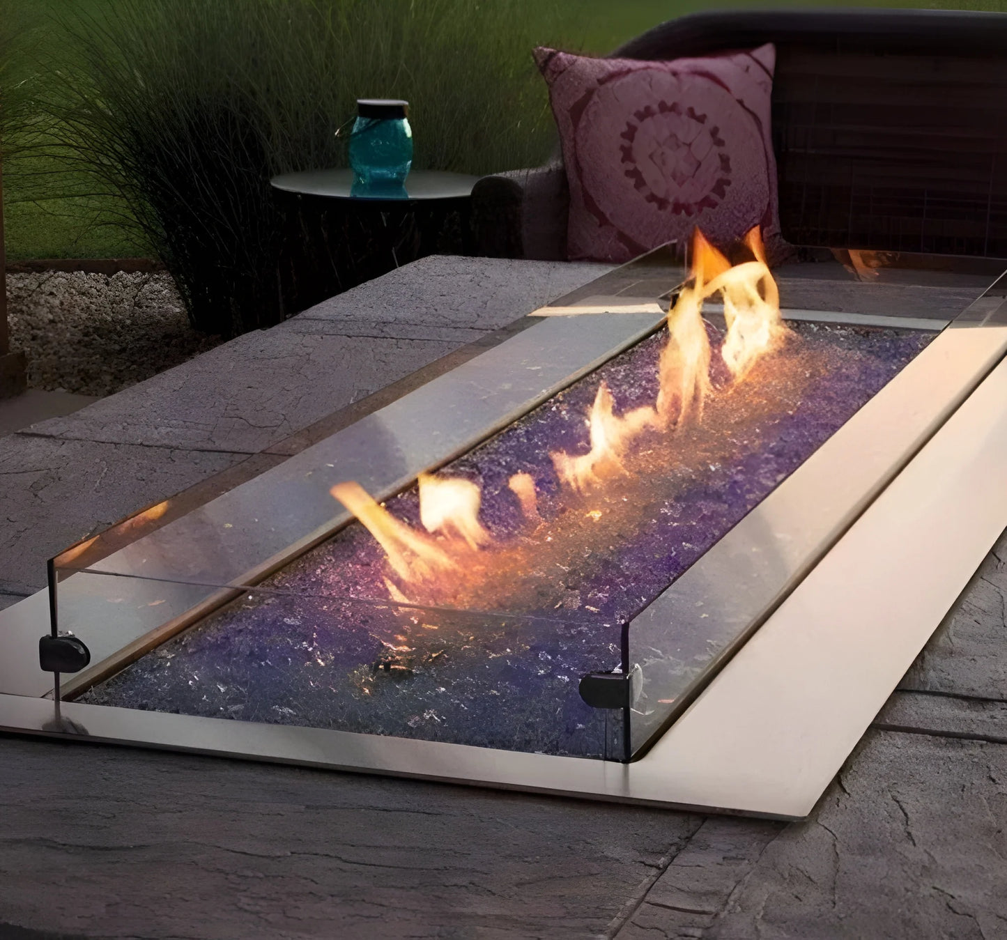 Empire Hearth Carol Rose Coastal 60" Stainless Steel Gas Outdoor Linear Fire Pit with Manual Control