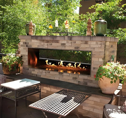 Empire Hearth Carol Rose Coastal 48" Vent-Free Stainless Steel Outdoor Linear See Through Fireplace with Manual Control