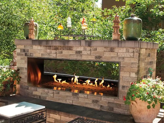 Empire White Mountain Hearth Carol Rose Coastal 48" Vent-Free Stainless Steel Outdoor Linear See Through Natural Gas Fireplace with Manual Control