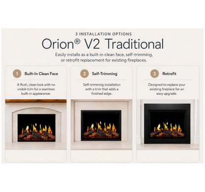 Modern Flames Orion V2 Traditional 26" Heliovision Virtual Smart Built-In Electric Fireplace Insert