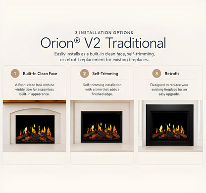 Modern Flames Orion Traditional 36" Heliovision Built-in Virtual Electric Fireplace Insert