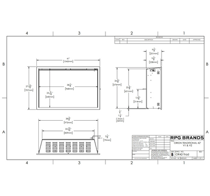Modern Flames Orion V2 Traditional 42" Heliovision Virtual Smart Built-In Electric Fireplace Insert