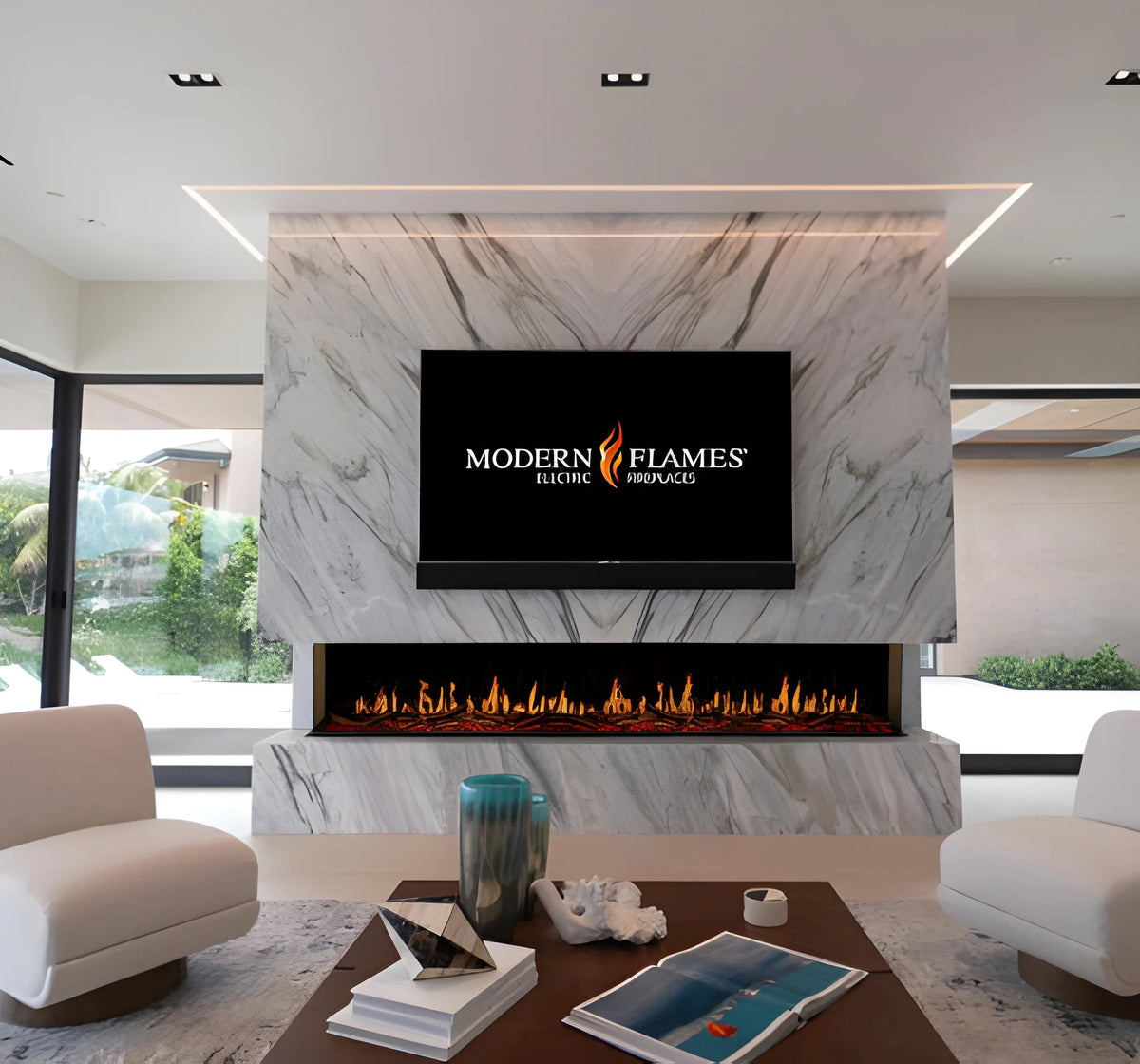 Modern Flames Orion Multi 76" Heliovision Built-in/Wall Mounted Virtual Linear Electric Fireplace