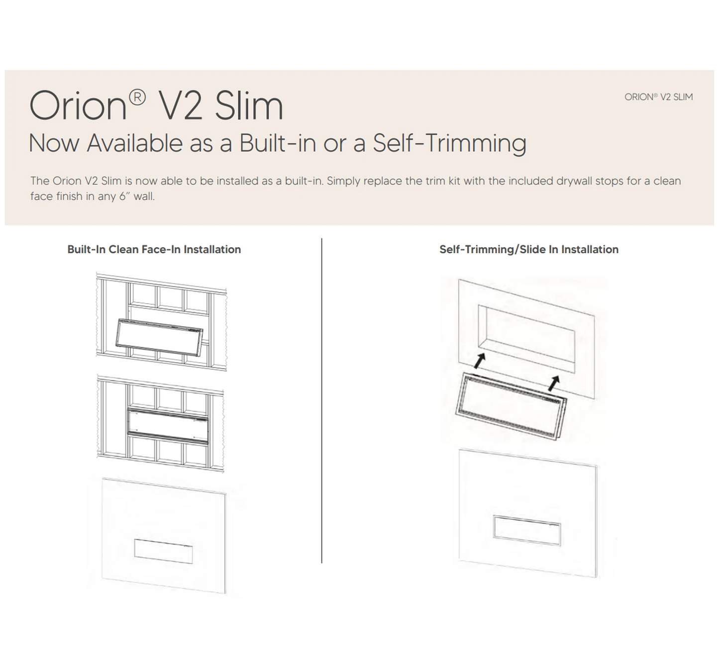 Modern Flames Orion V2 Slim 60" Heliovision Virtual Smart Built-In Electric Fireplace