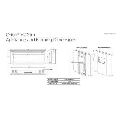 Modern Flames Orion V2 Slim 60" Heliovision Virtual Smart Built-In Electric Fireplace