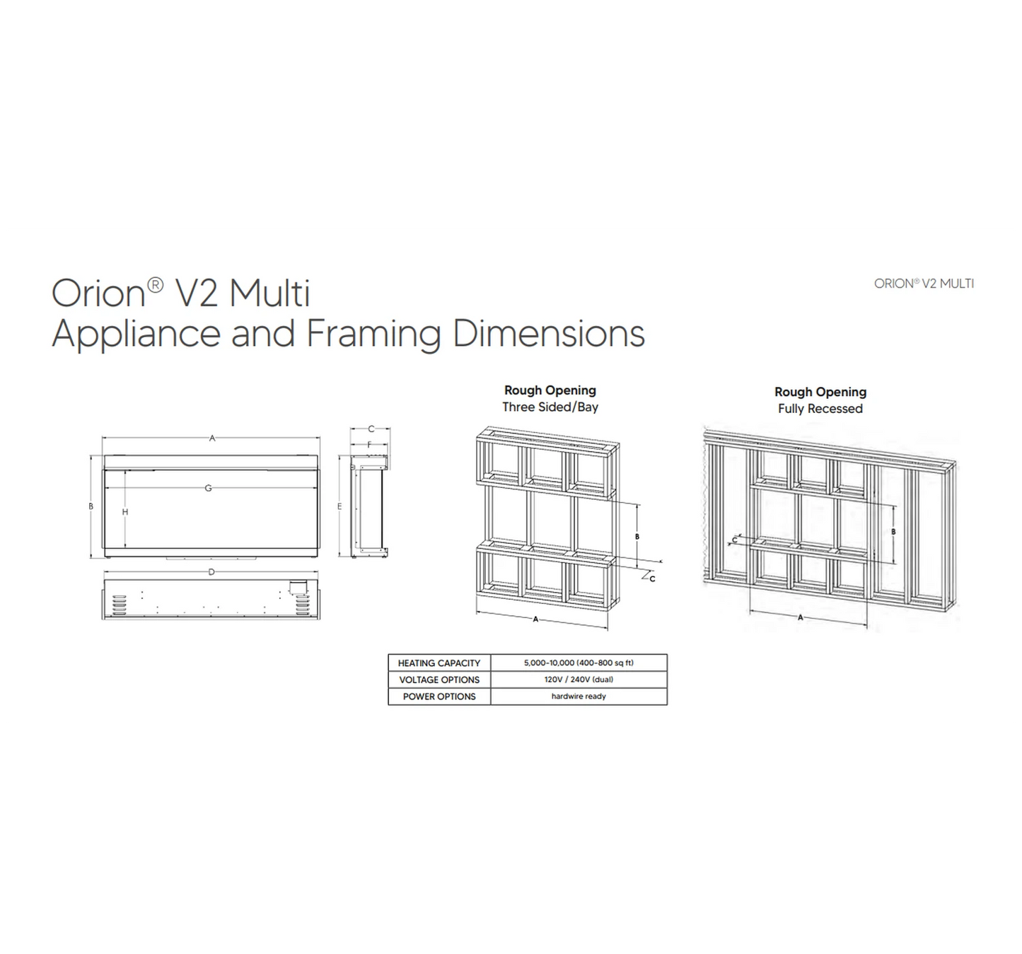 Modern Flames Orion V2 Multi 60" Heliovision Virtual Smart Built-In Electric Fireplace