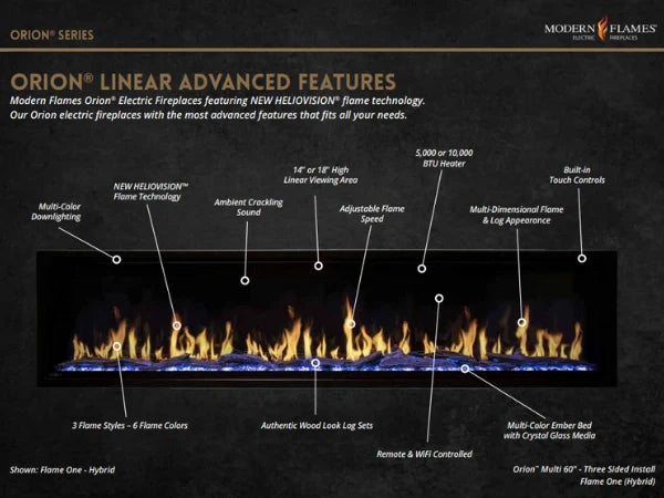 Modern Flames Orion Traditional 26" Heliovision Built-in Virtual Electric Fireplace Insert