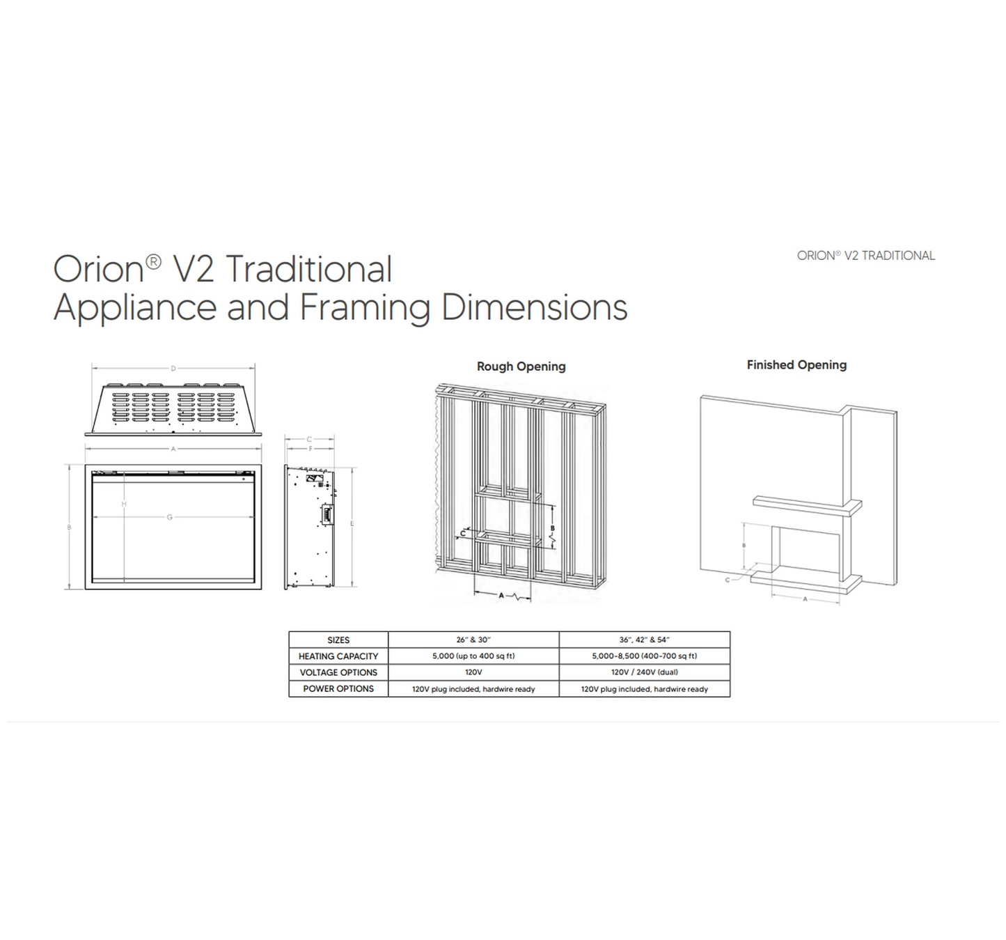 Modern Flames Orion V2 Traditional 26" Heliovision Virtual Smart Built-In Electric Fireplace Insert