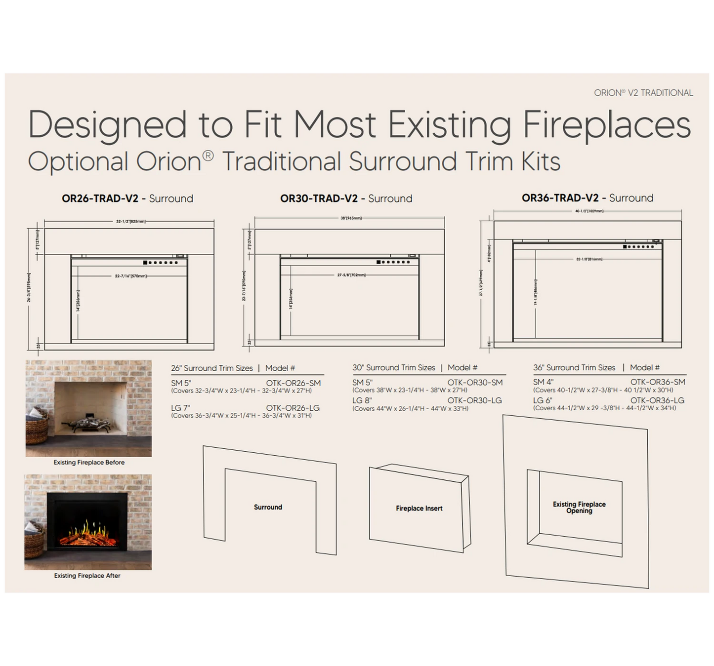 Modern Flames Orion V2 Traditional 26" Heliovision Virtual Smart Built-In Electric Fireplace Insert