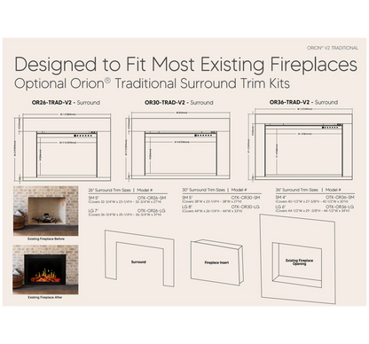 Modern Flames Orion V2 Traditional 26" Heliovision Virtual Smart Built-In Electric Fireplace Insert