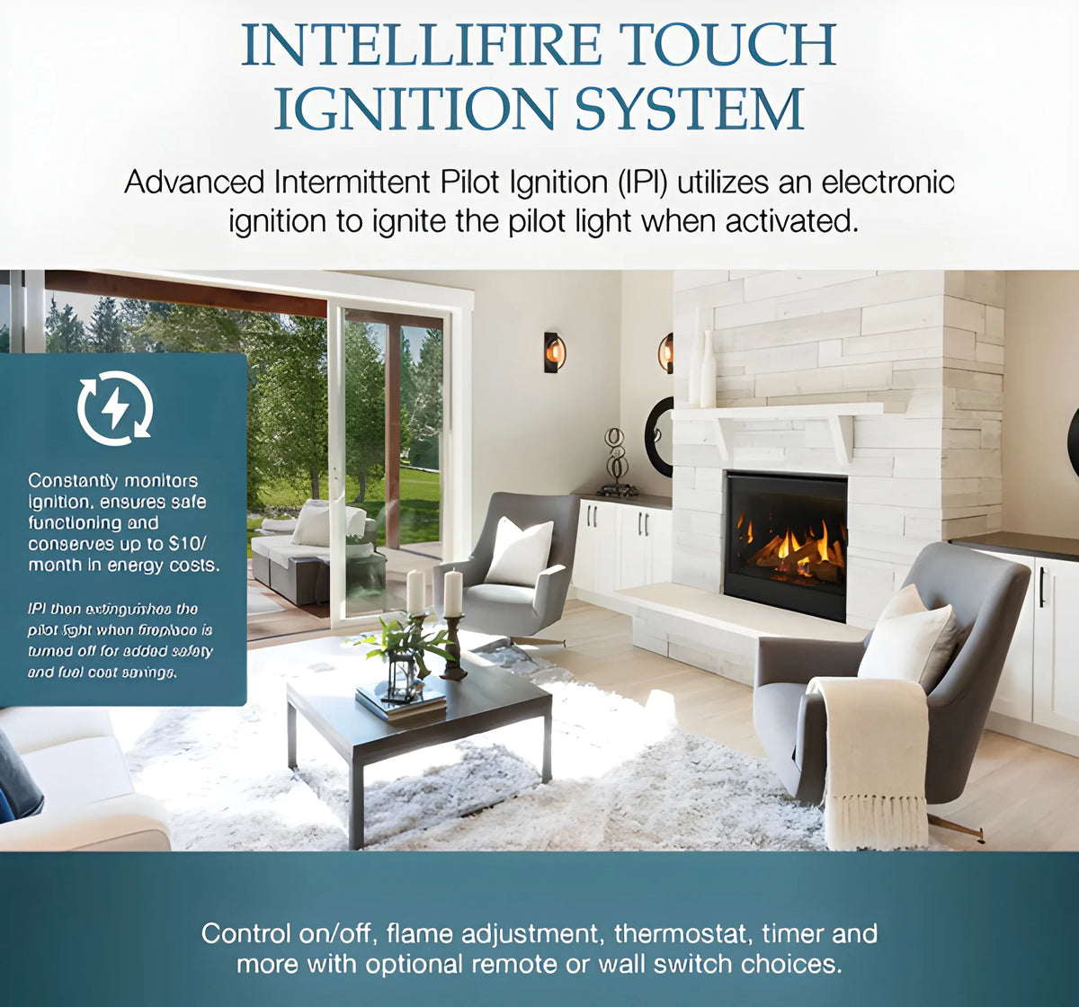 Majestic Quartz 36" Traditional Top/Rear Direct Vent Natural Gas Fireplace with IntelliFire Touch Ignition System