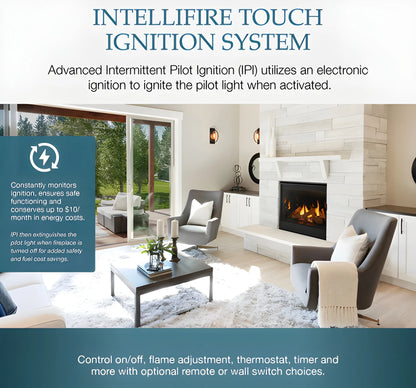 Majestic Quartz 36" Traditional Top/Rear Direct Vent Natural Gas Fireplace with IntelliFire Touch Ignition System