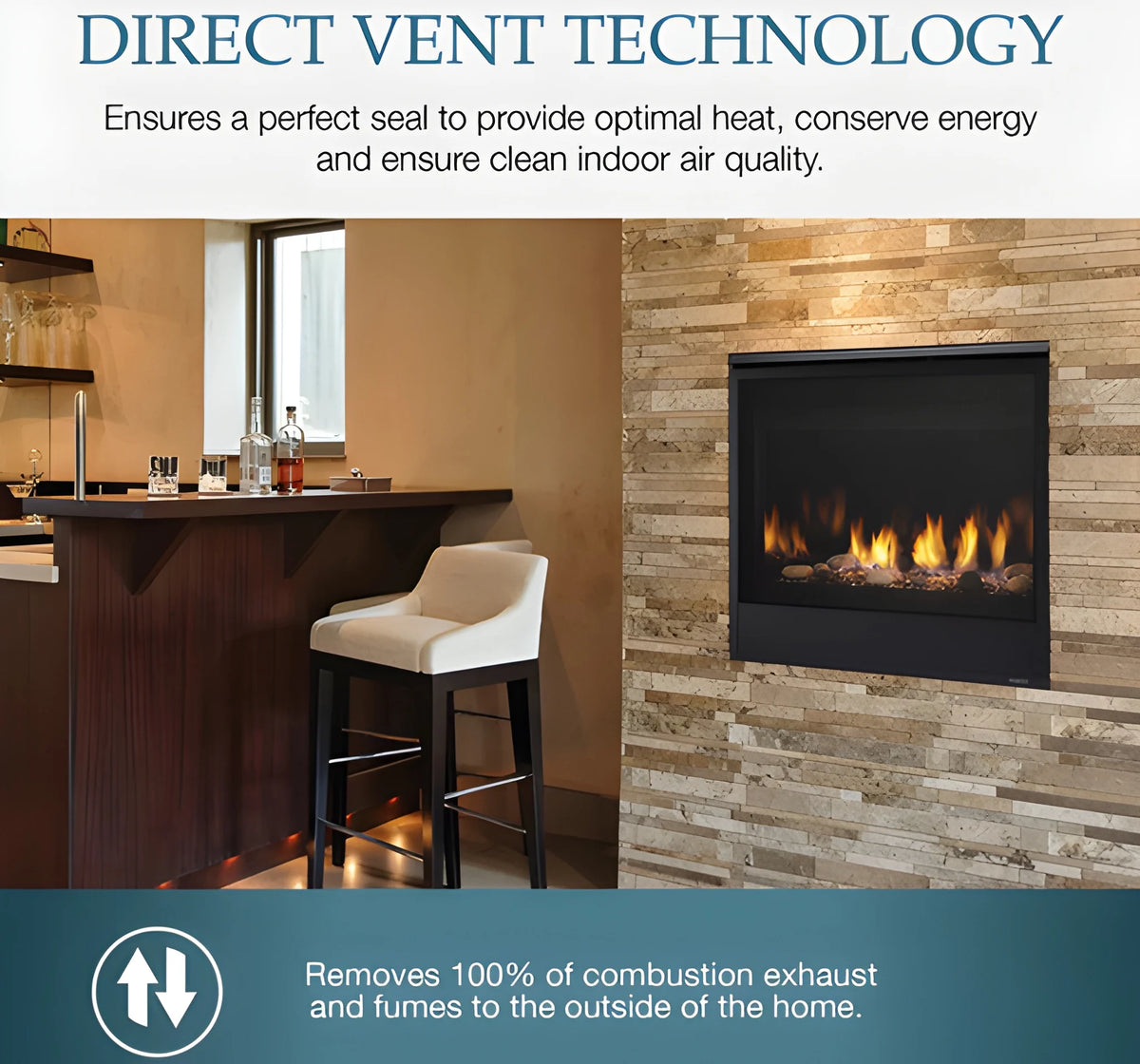 Majestic Quartz 36" Traditional Top/Rear Direct Vent Natural Gas Fireplace with IntelliFire Touch Ignition System