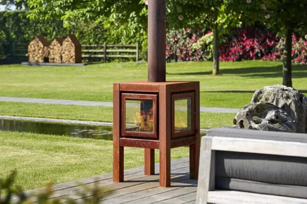 RB73 Quaruba XXL 3-Sided Glass Outdoor Wood Fireplace