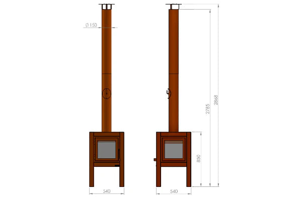 RB73 Quaruba XXL 3-Sided Glass Outdoor Wood Fireplace