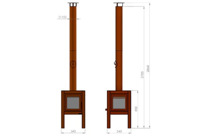 RB73 Quaruba XXL 3-Sided Glass Outdoor Wood Fireplace