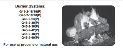 Real Fyre G45 Signature Triple T Direct Vent Gas Burner System with Heavy Duty Grate