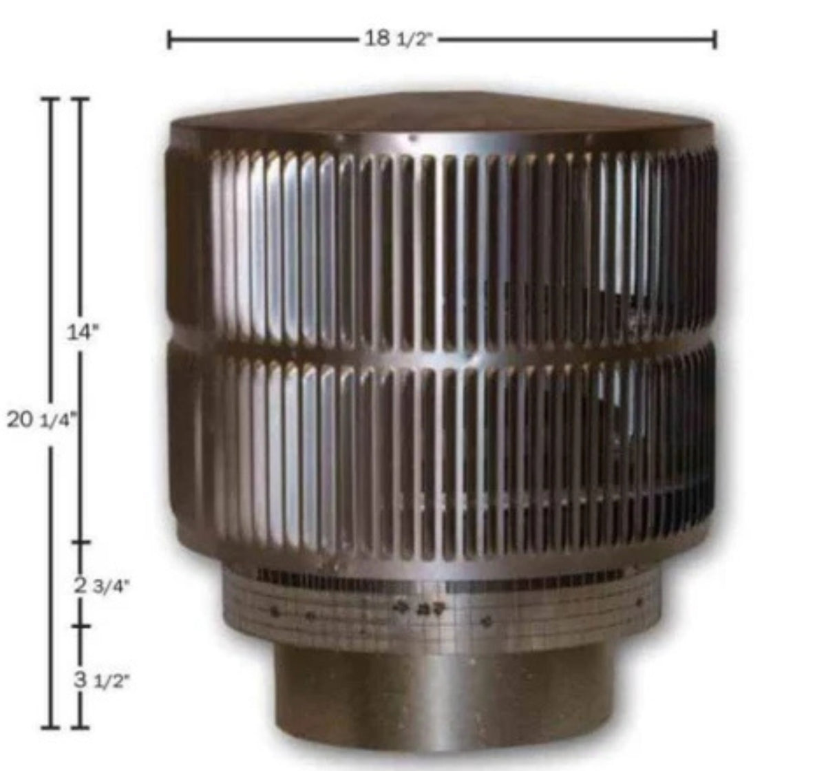 Superior Round Top w/Louvered Screen for 12 Diameter Wood Burning Pipe