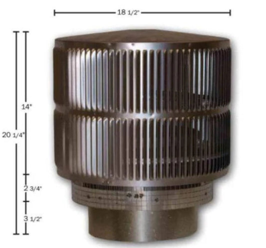 Superior Hi-Temp Round Top Termination with Louvered Screen for 12" Wood Burning Chimney