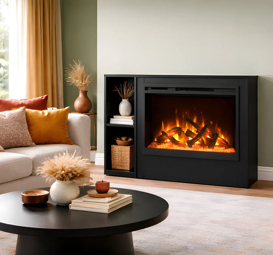 Amantii Contemporary Pedestal Display Freestanding Storage Compartment Fireplace Accessory